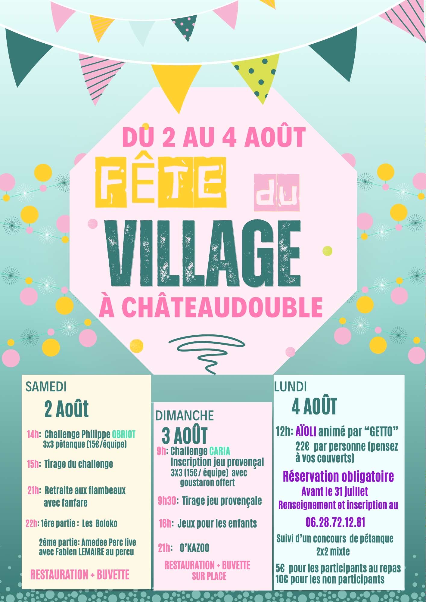 Fête du village à Châteaudouble du 2 août au 4 août 2025 Les massacans