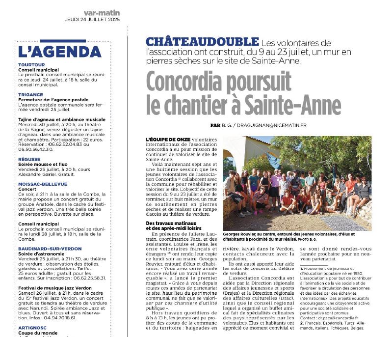 Concordia - Var Matin 24/07/2025 - Bernard GIULI