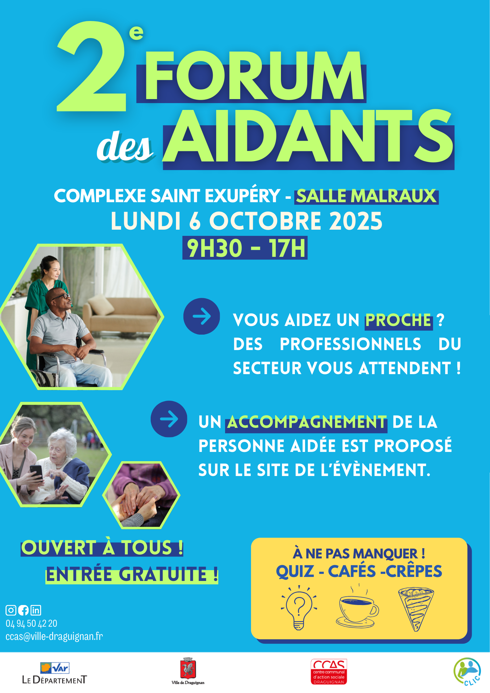 2eme FORUM des AIDANTS Lundi 6 octobre 2025 de 9h30 à 17h Complexe Saint Exupéry - Salle Malraux