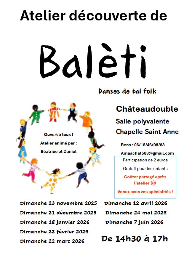 Atelier découverte BALETI Salle Sainte Anne - Châteaudouble
