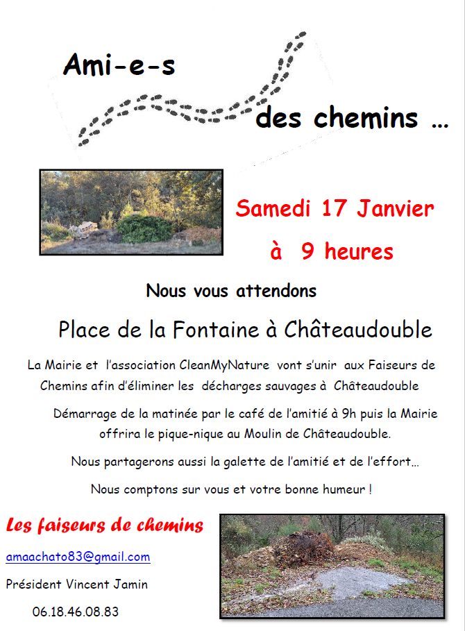 Ami-e-s des chemins … Samedi 17 Janvier 2026 à  9 heures