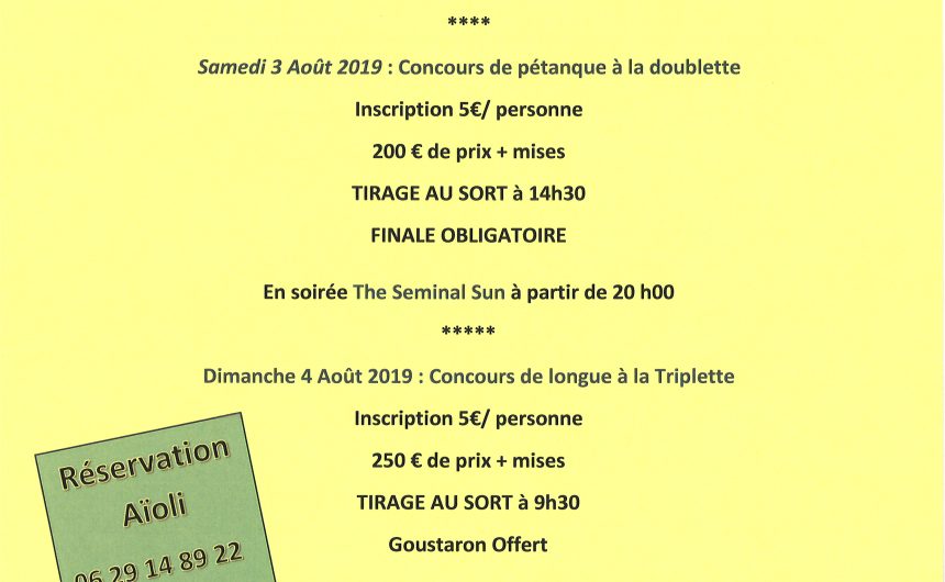 Fête de la Saint Jean-Baptiste du 02/08/2019 au 05/08/2019 inclus