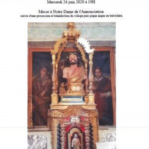 Fête de la nativité de Saint Jean Baptiste le 24 juin 2020 à 19h