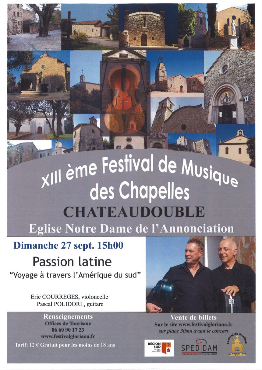 XIII ème Festival de Musiques des Chapelles – Eglise Notre Dame de l’Annonciation le 27/09/2020