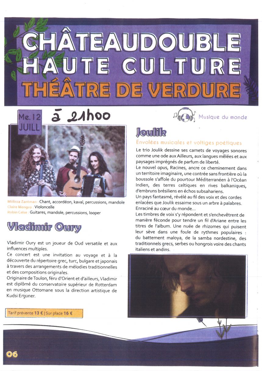 Châteaudouble Haute Culture – 12 Juillet 2023 à 21h